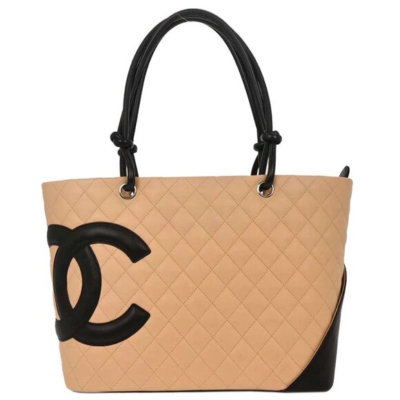 Chanel Beige Calfskin Cambon Ligne Tote Handbag - Picture 1 of 10